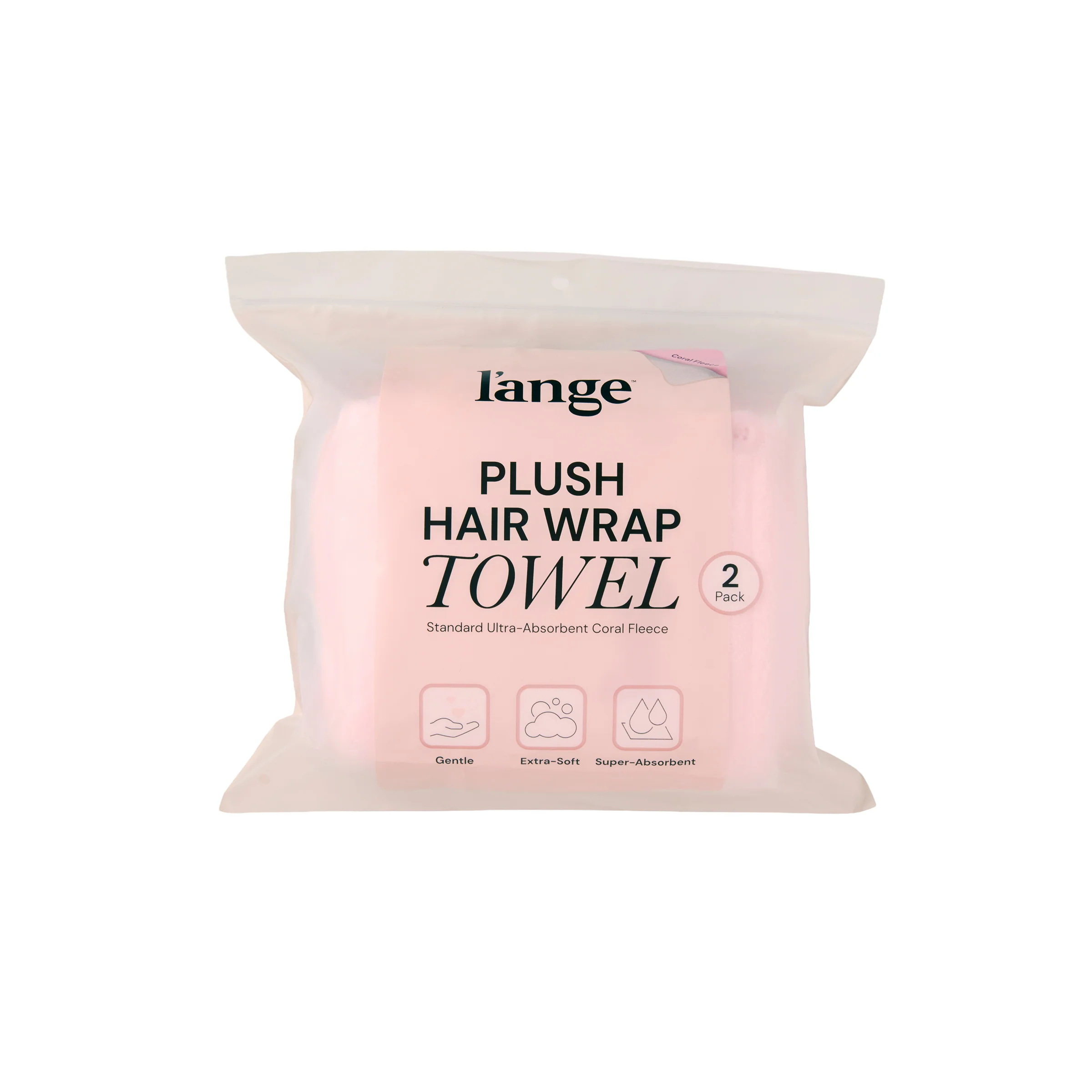 Plush Hair Wrap Towel Medium Ultra-Absorbent Coral Fleece 2-Pack - Image 2