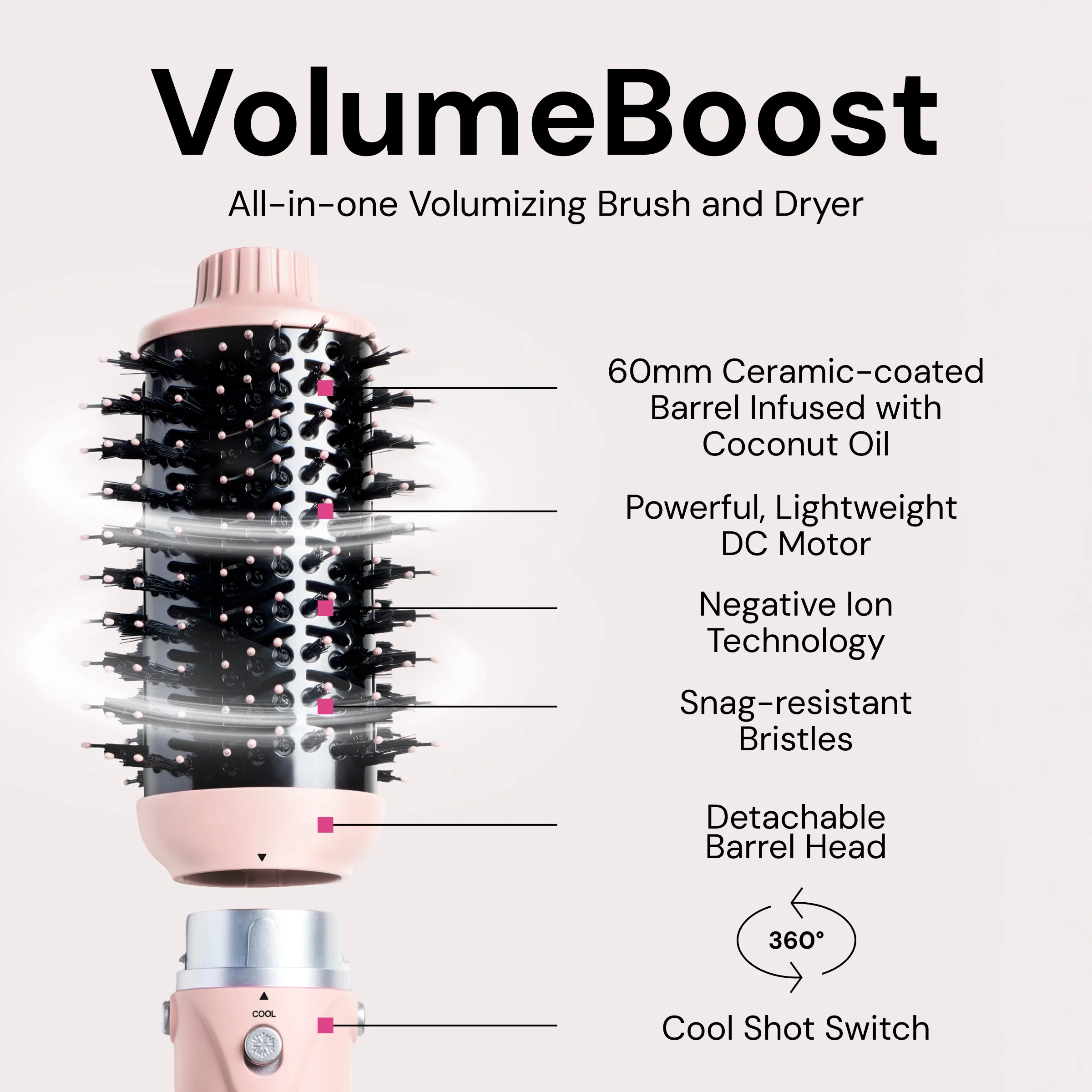 VolumeBoost 60mm 2-in-1 Ceramic Volumizing Brush Dryer - Image 5